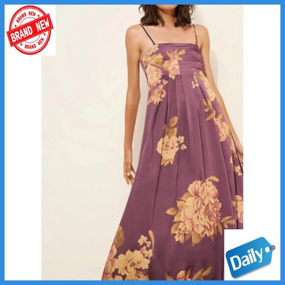 Boho Floral Maxi Dress Backless Spaghetti Strap A-Line Summer Vacation - Picture 4 of 5